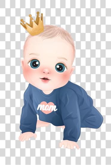 Download baby boy kid with small crown cartoon PNG file